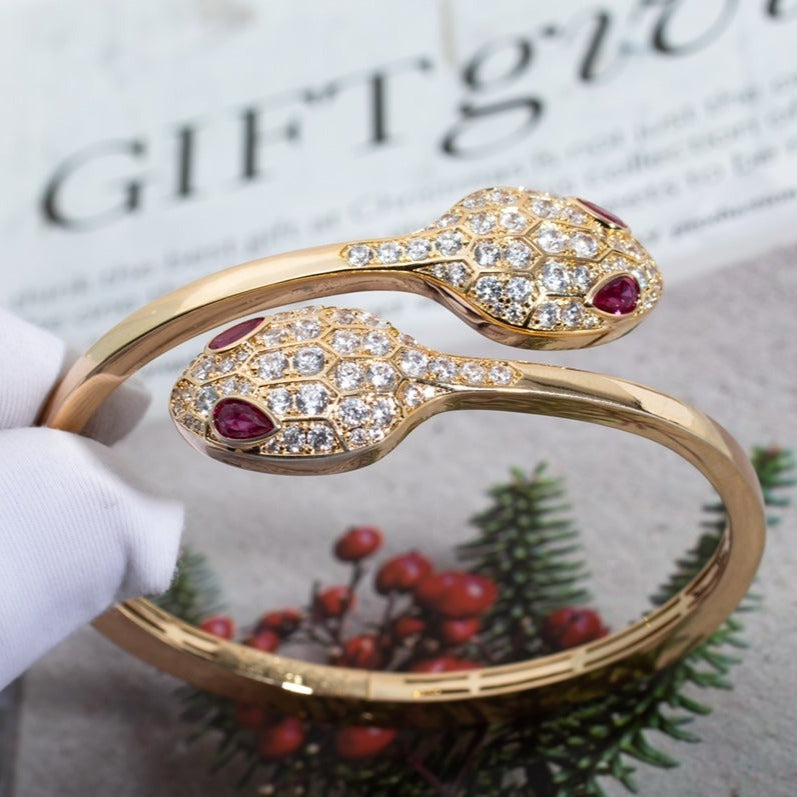 [⭐Veya]SERPENTI BRACELET PINK GOLD DIAMOND DOUBLE SNAKE
