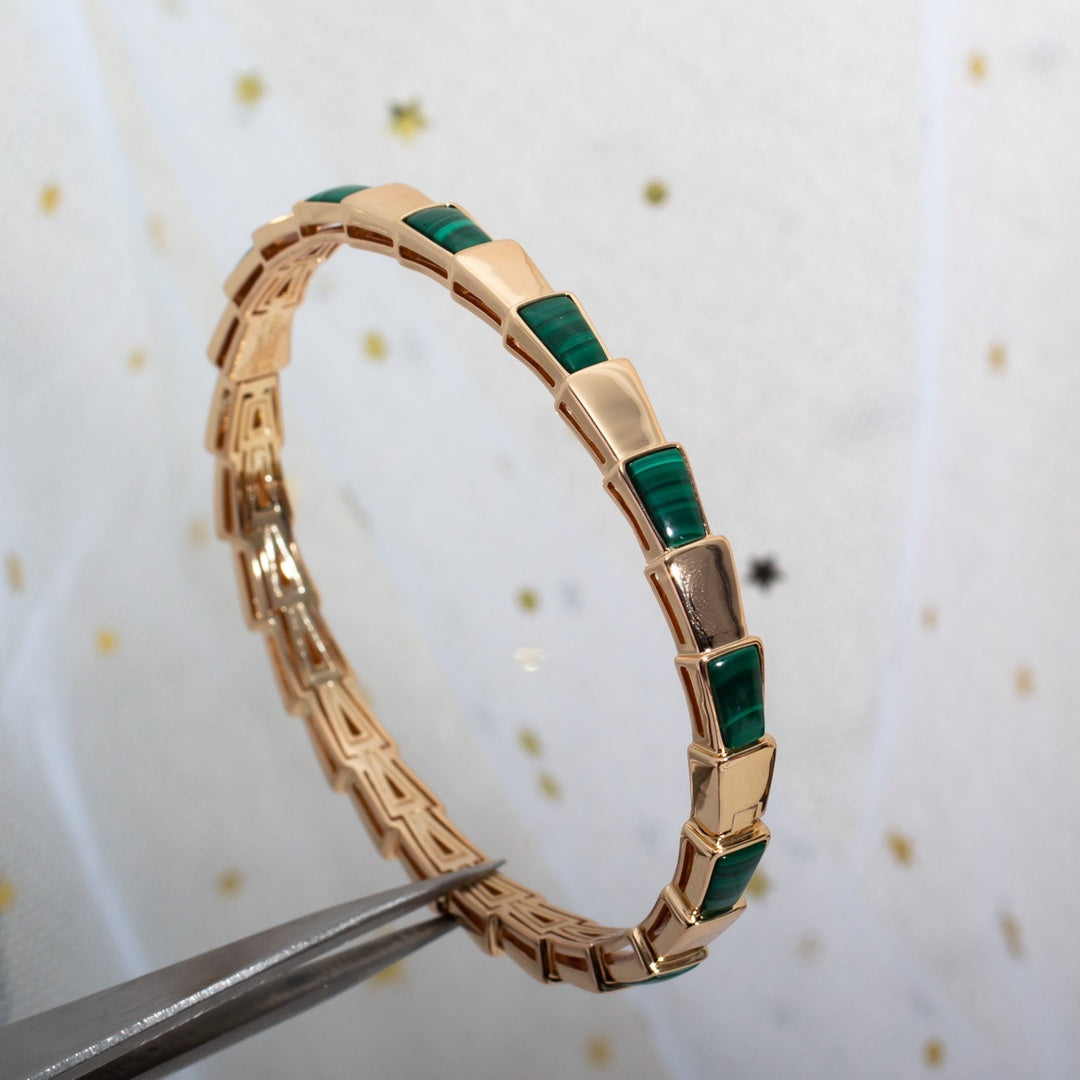 [⭐Veya]SERPENTI BRACELET PINK GOLD MALACHITE