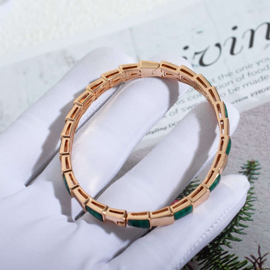[⭐Veya]SERPENTI BRACELET PINK GOLD MALACHITE