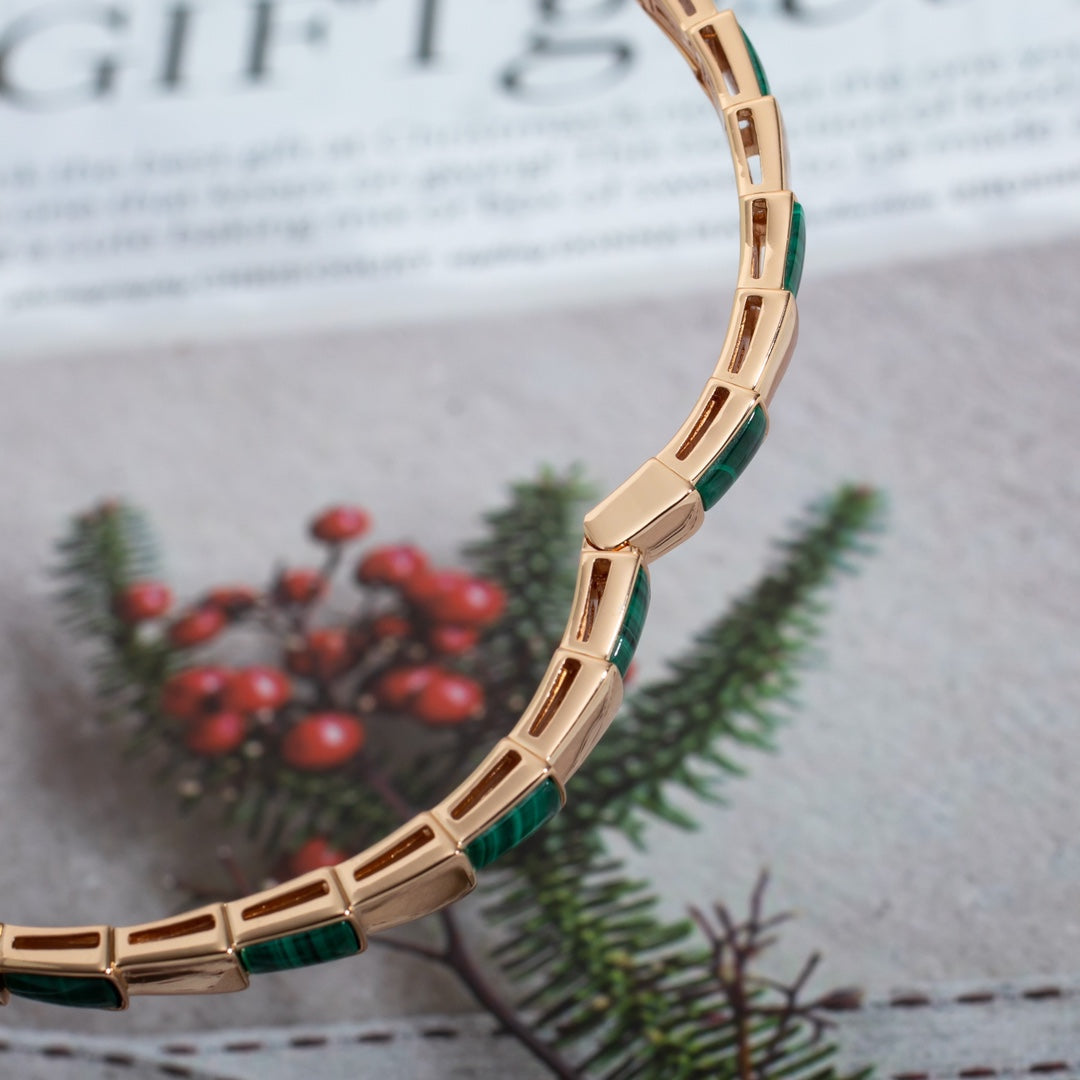 [⭐Veya]SERPENTI BRACELET PINK GOLD MALACHITE