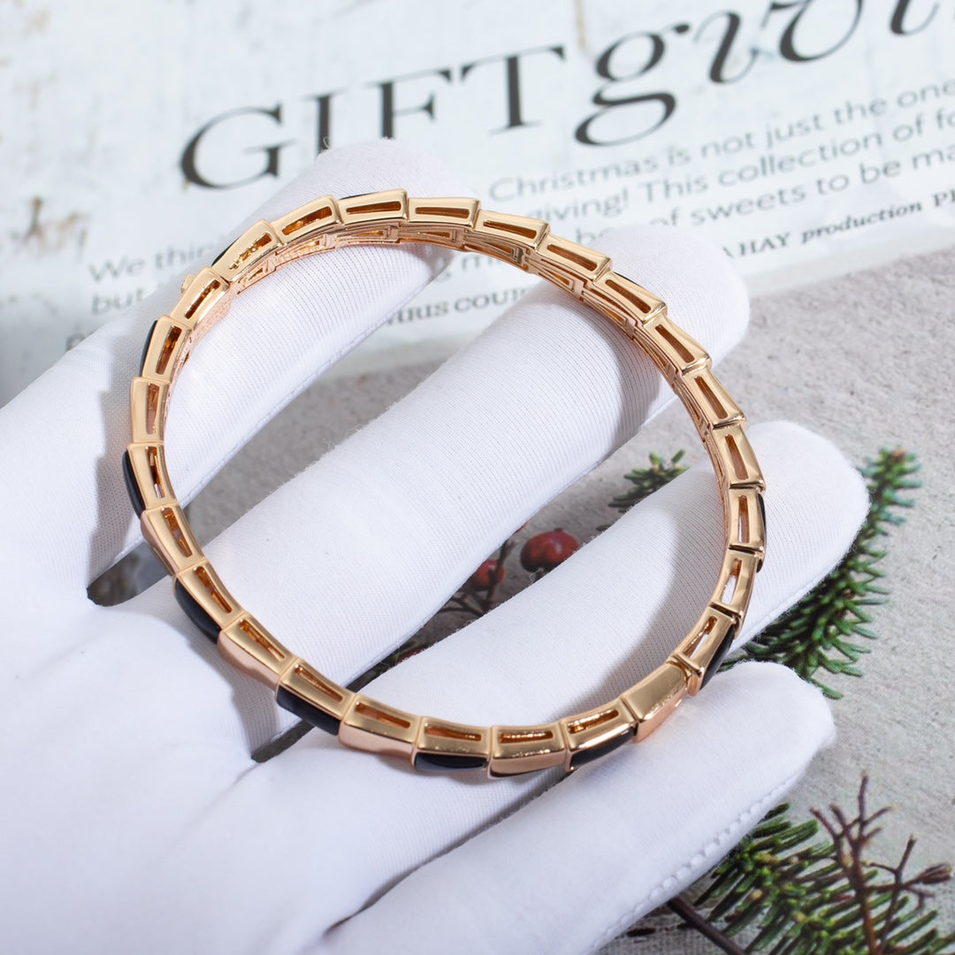 [⭐Veya]SERPENTI BRACELET PINK GOLD ONYX