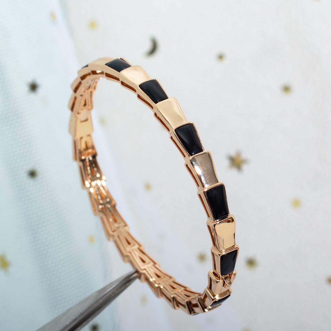 [⭐Veya]SERPENTI BRACELET PINK GOLD ONYX