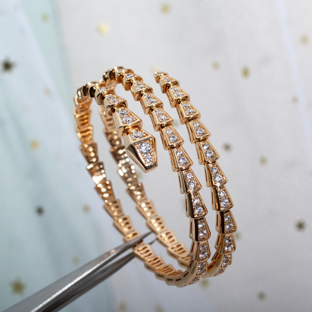 [⭐Veya]SERPENTI BRACELET PINK GOLD DIAMOND DOUBLE ROW
