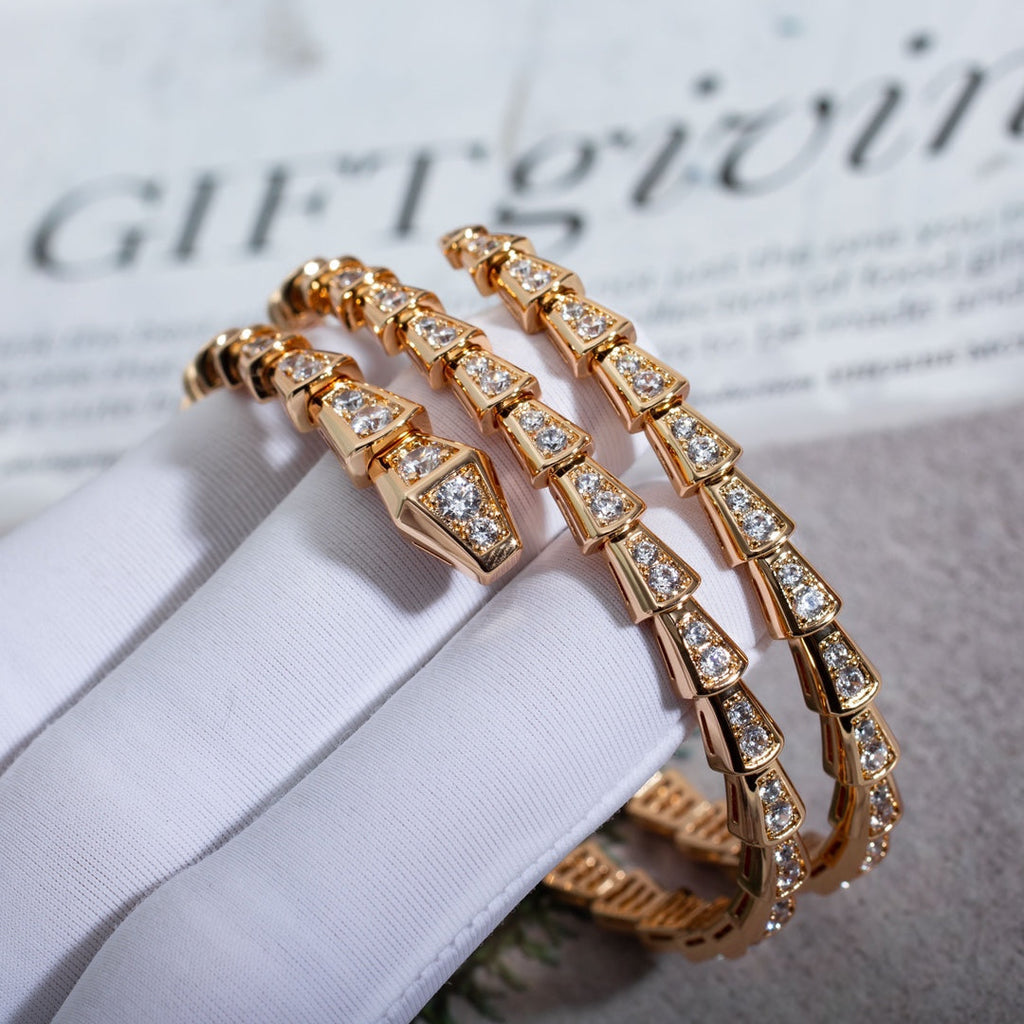 [⭐Veya]SERPENTI BRACELET PINK GOLD DIAMOND DOUBLE ROW