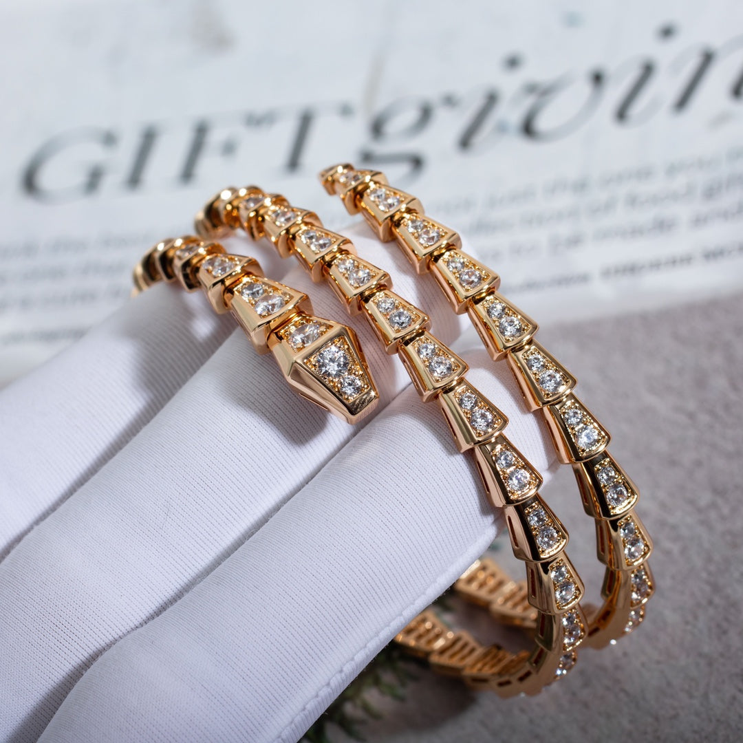 [⭐Miroze]SERPENTI BRACELET PINK GOLD DIAMOND DOUBLE ROW