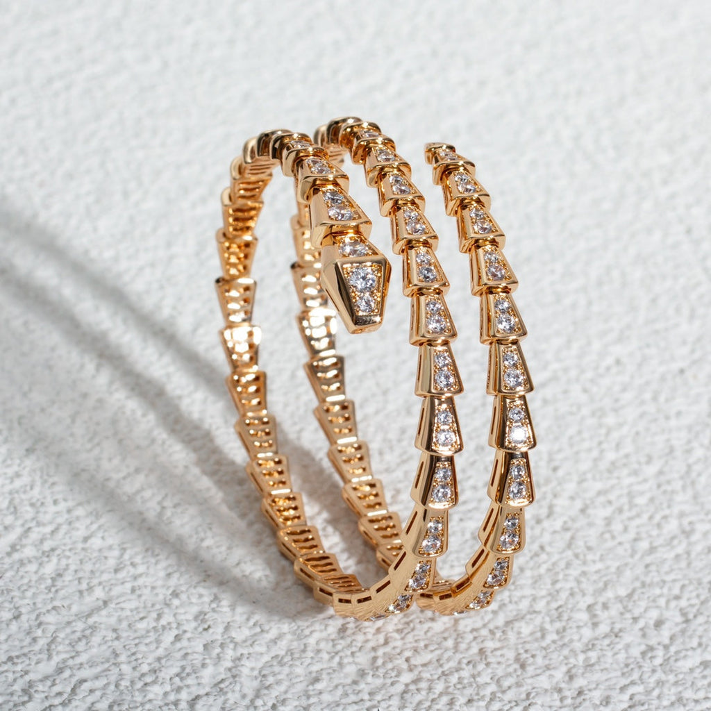 [⭐Veya]SERPENTI BRACELET PINK GOLD DIAMOND DOUBLE ROW