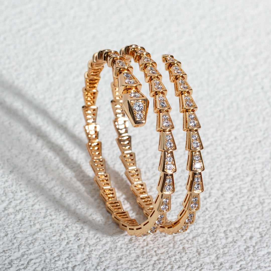 [⭐Veya]SERPENTI BRACELET PINK GOLD DIAMOND DOUBLE ROW