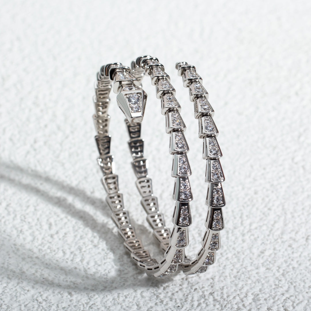 [⭐Veya]SERPENTI BRACELET SILVER DIAMOND DOUBLE ROW