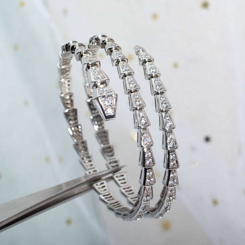 [⭐Veya]SERPENTI BRACELET SILVER DIAMOND DOUBLE ROW