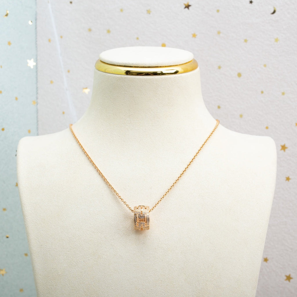 [⭐Veya]PARENTESI NECKLACE PINK GOLD DIAMOND