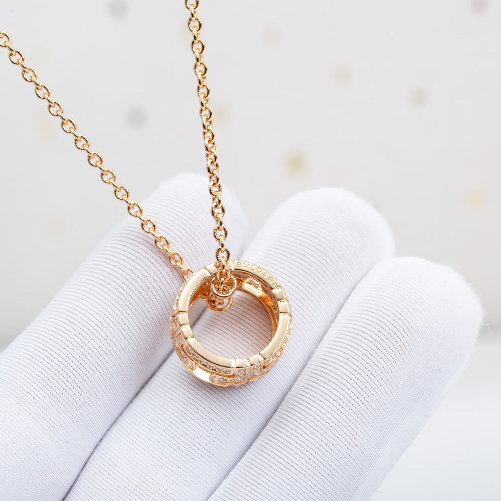 [⭐Veya]PARENTESI NECKLACE PINK GOLD DIAMOND