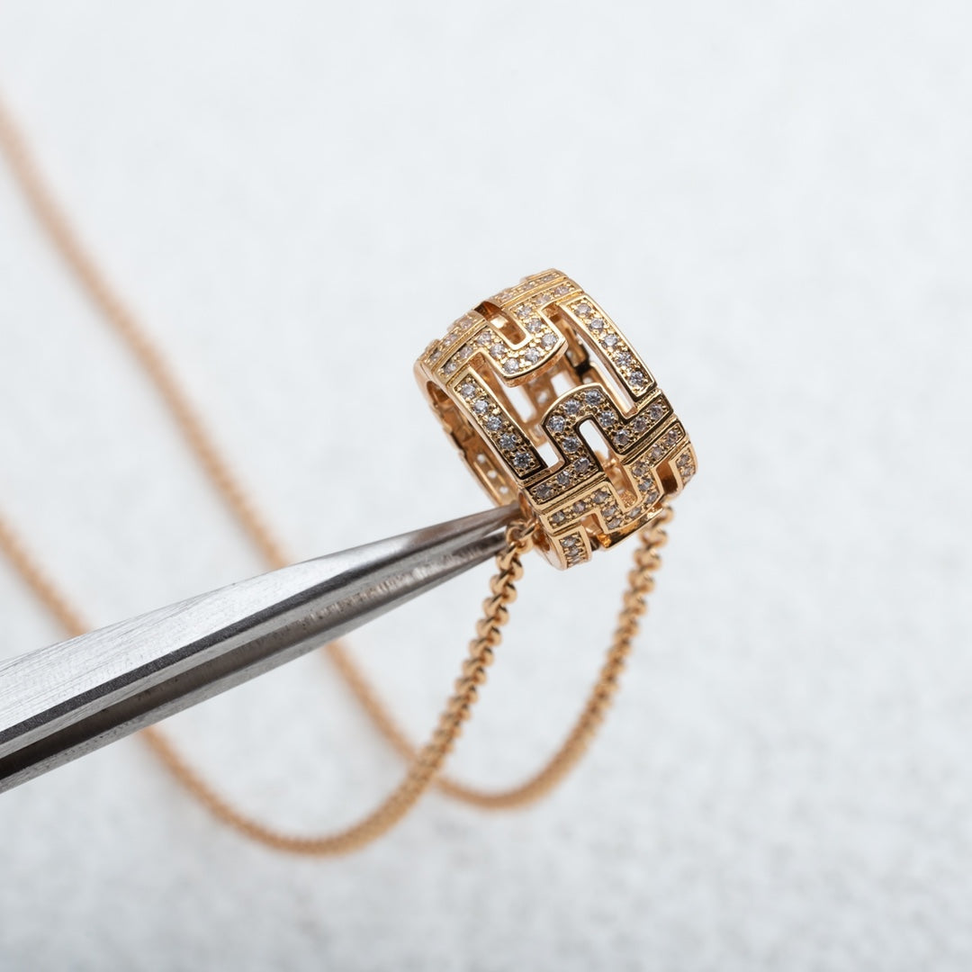 [⭐Veya]PARENTESI NECKLACE PINK GOLD DIAMOND