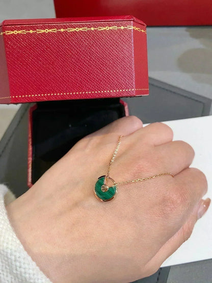[⭐Miroze]AMULETTE ROSE GOLD MALACHITE NECKLACE