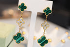 ⭐Miroze CLOVER EARRINGS GOLD MALACHITE DIAMOND 3 MOTIF