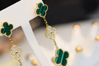 ⭐Miroze CLOVER EARRINGS GOLD MALACHITE DIAMOND 3 MOTIF