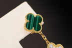 ⭐Miroze CLOVER EARRINGS GOLD MALACHITE DIAMOND 3 MOTIF