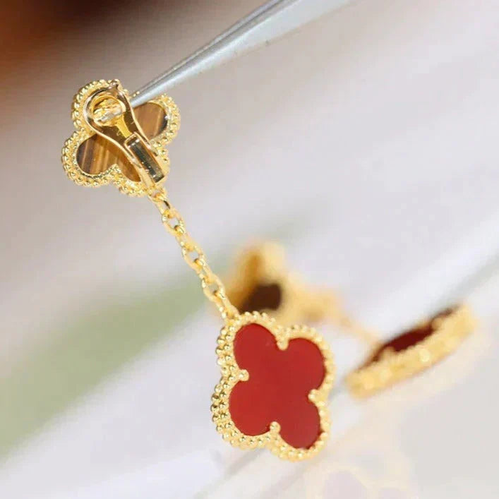 [⭐Miroze] CLOVER  2 MOTIF  TIGER EYE CARNELIAN EARRINGS