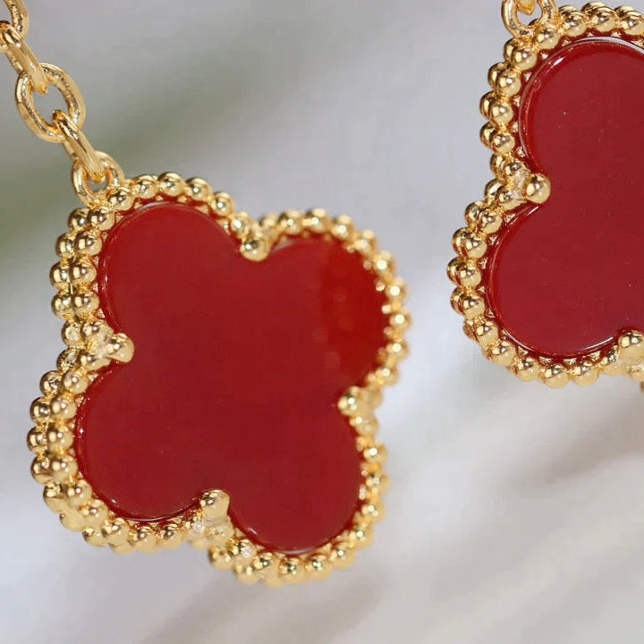 [⭐Miroze] CLOVER  2 MOTIF  TIGER EYE CARNELIAN EARRINGS
