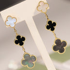 ⭐Miroze CLOVER EARRINGS GOLD ONYX MOP 3 MOTIF