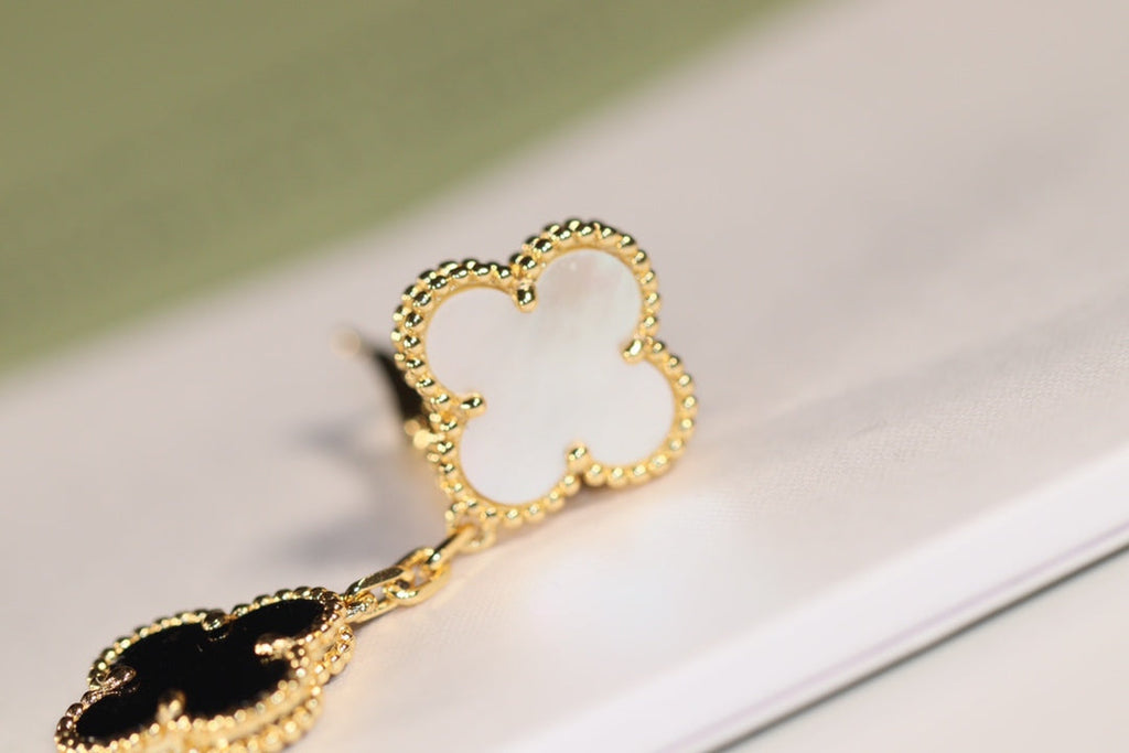 ⭐Miroze CLOVER EARRINGS GOLD ONYX MOP 3 MOTIF