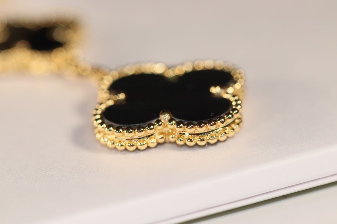 ⭐Miroze CLOVER EARRINGS GOLD ONYX MOP 3 MOTIF