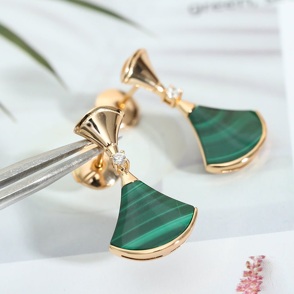 [⭐Veya]DREAM MALACHITE PINK GOLD EARRINGS