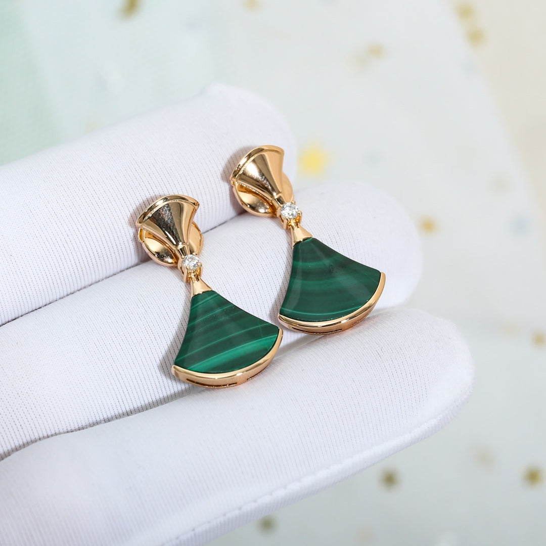 [⭐Veya]DREAM MALACHITE PINK GOLD EARRINGS