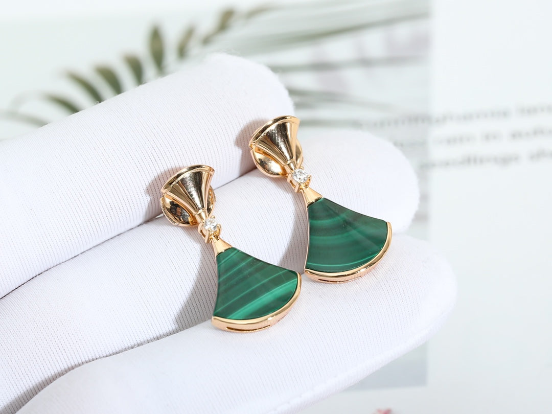 [⭐Veya]DREAM MALACHITE PINK GOLD EARRINGS