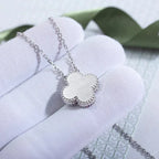 ⭐Miroze CLOVER  15MM DIAMOND LASER NECKLACE SILVER