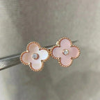⭐Miroze CLOVER MEDIUM 1 MOTIFS  PINK MOP DIAMOND EARRINGS