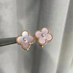 ⭐Miroze CLOVER MEDIUM 1 MOTIFS  PINK MOP DIAMOND EARRINGS