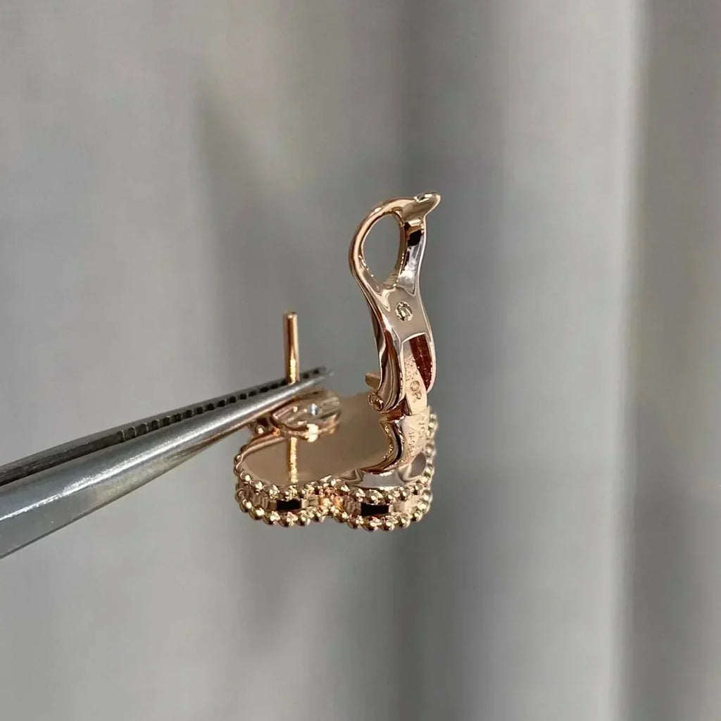 ⭐Miroze CLOVER MEDIUM 1 MOTIFS  PINK MOP DIAMOND EARRINGS