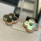 ⭐Miroze CLOVER MEDIUM 1 MOTIFS GRAY MOP  DIAMOND EARRINGS