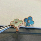 ⭐Miroze CLOVER MEDIUM 1 MOTIFS GRAY MOP  DIAMOND EARRINGS