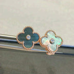 ⭐Miroze CLOVER MEDIUM 1 MOTIFS GRAY MOP  DIAMOND EARRINGS