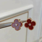 ⭐Miroze CLOVER MEDIUM 1 MOTIFS CARNELIAN  DIAMOND earrings