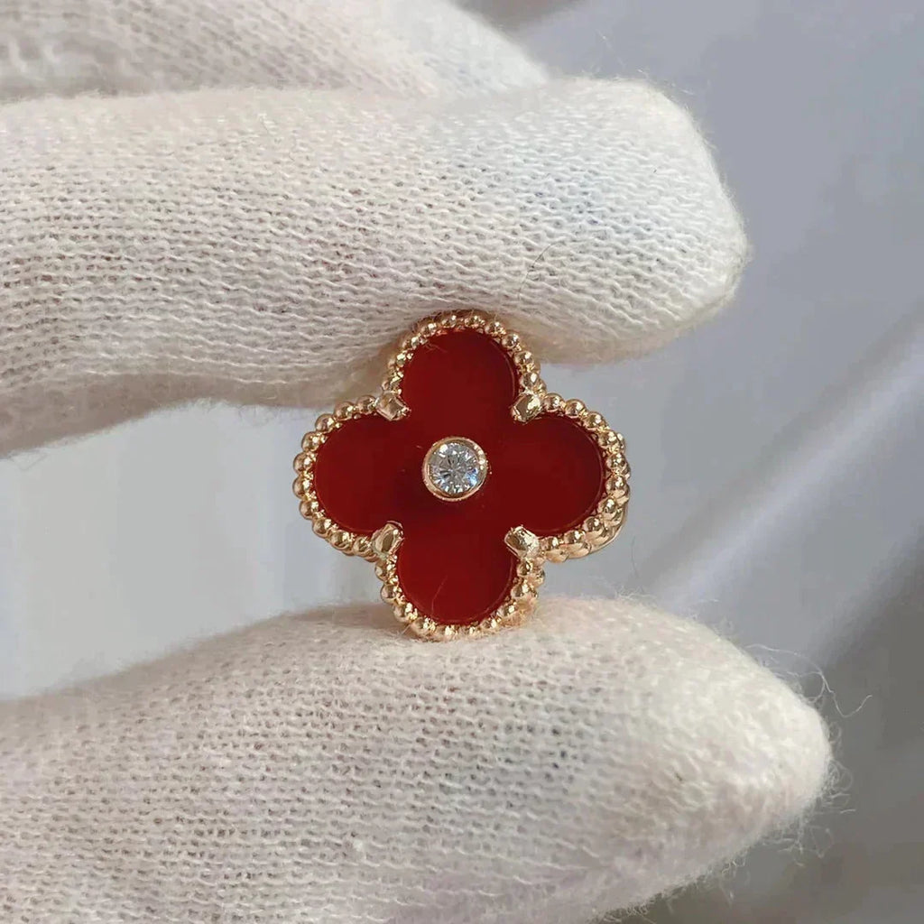 ⭐Miroze CLOVER MEDIUM 1 MOTIFS CARNELIAN  DIAMOND earrings