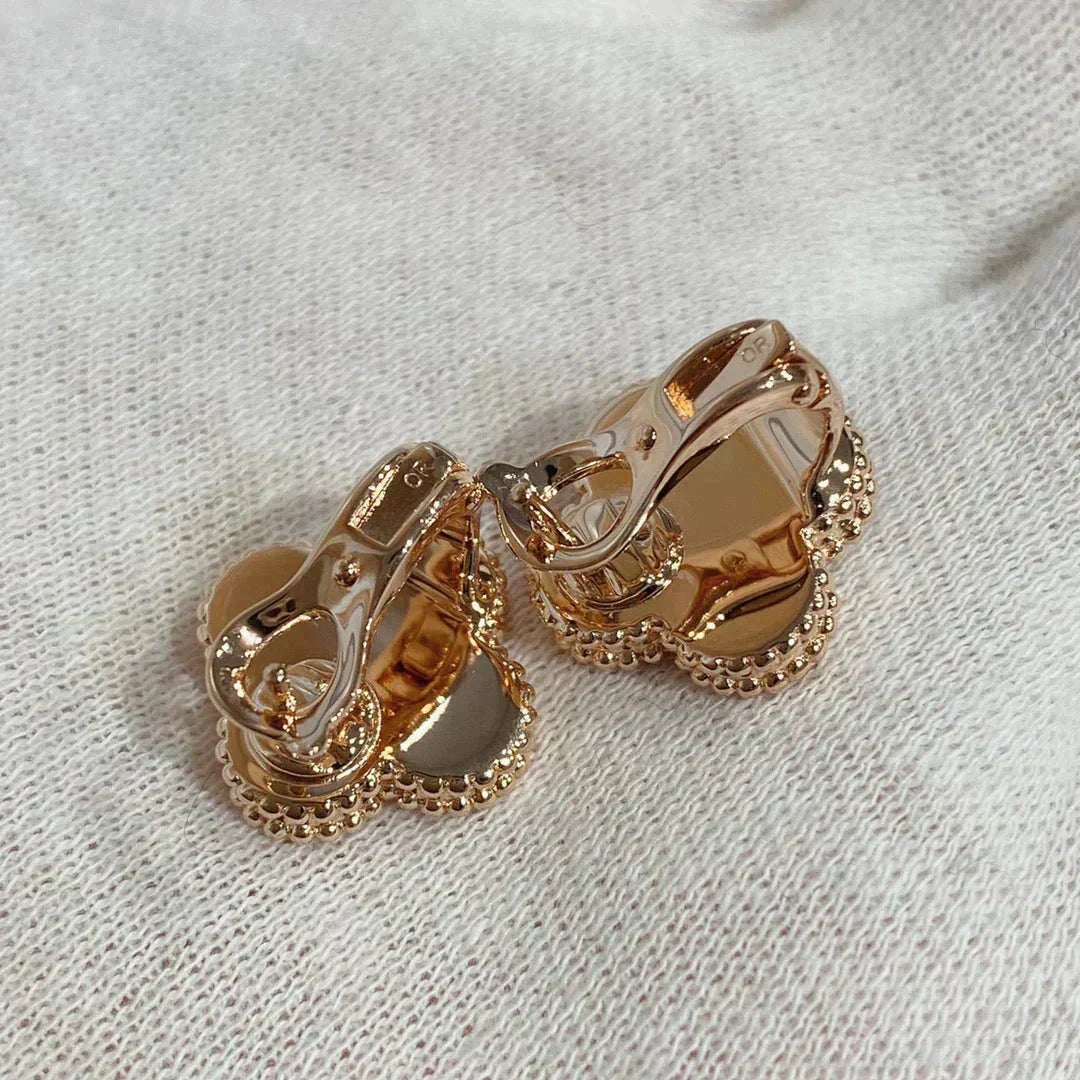 ⭐Miroze CLOVER MEDIUM 1 MOTIFS CARNELIAN  DIAMOND earrings