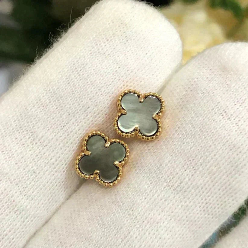 [⭐Miroze]CLOVER MINI 9.5MM GRAY MOP EARRINGS