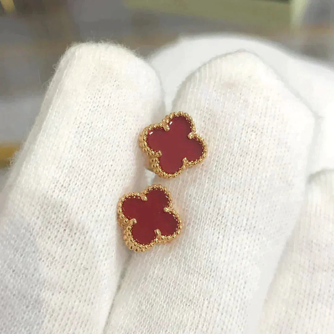 [⭐Miroze]CLOVER MINI 9.5MM CARNELIAN EARRINGS