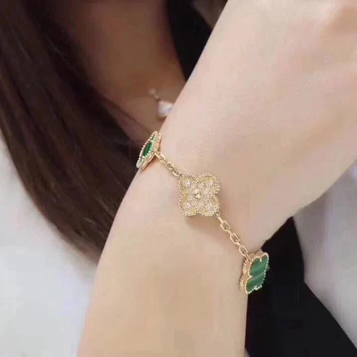 [⭐Miroze ]New  CLOVER 5 MOTIF MALACHITE BRACELET COLLECTION