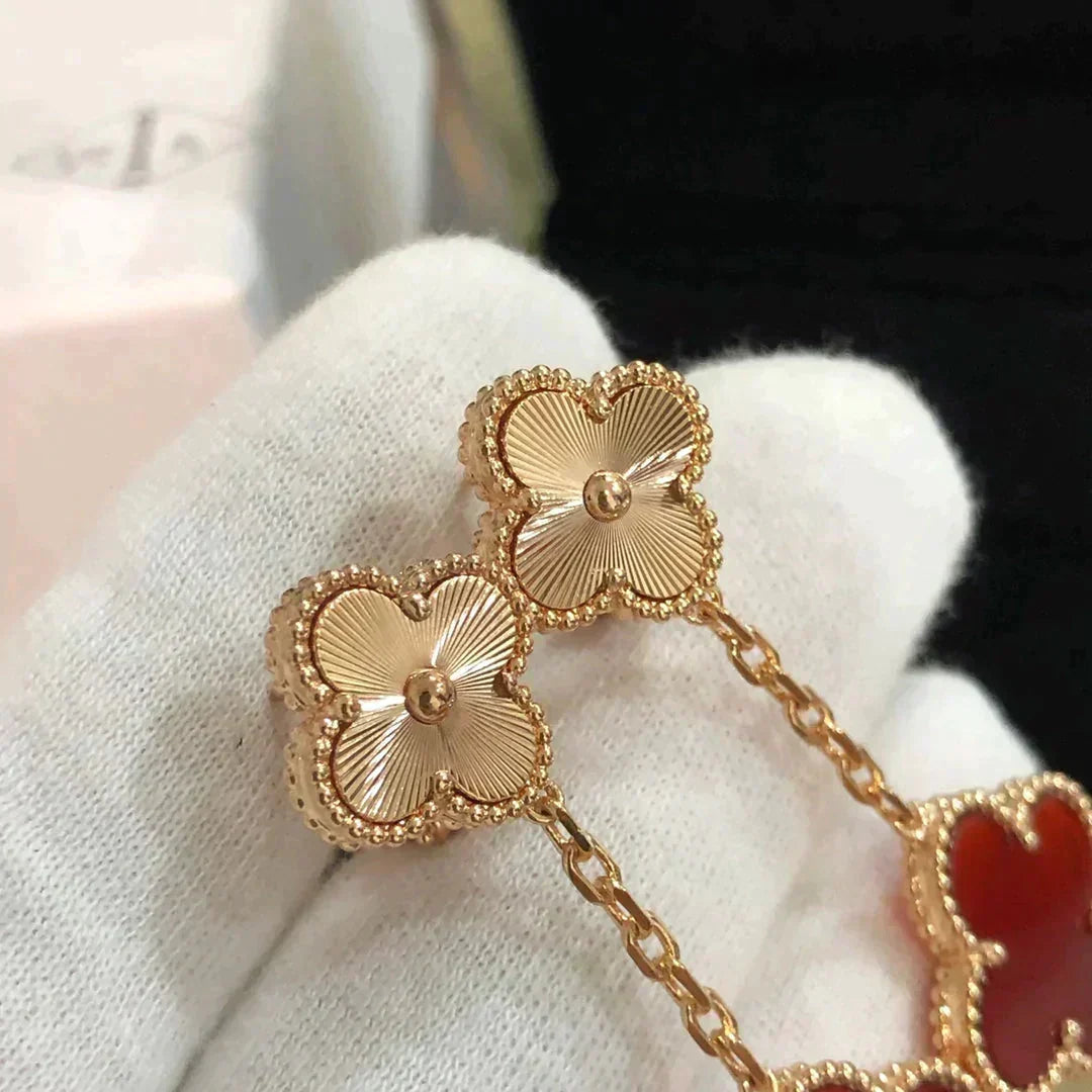 [⭐Miroze] CLOVER 2 MOTIF  LASER CARNELIAN EARRINGS