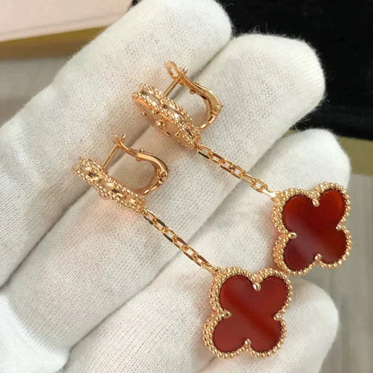 [⭐Miroze] CLOVER 2 MOTIF  LASER CARNELIAN EARRINGS