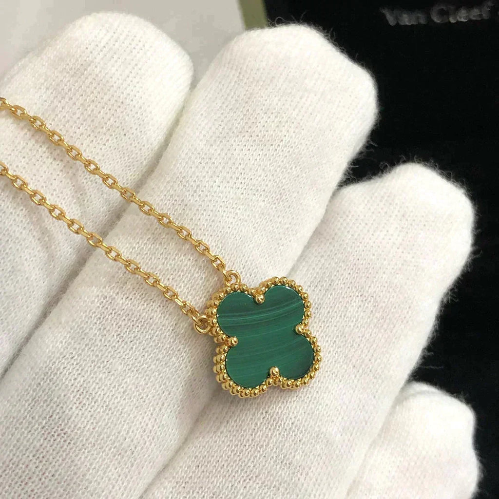 ⭐Miroze CLOVER 15MM MALACHITE SINGLE FLOWER  NECKLACE