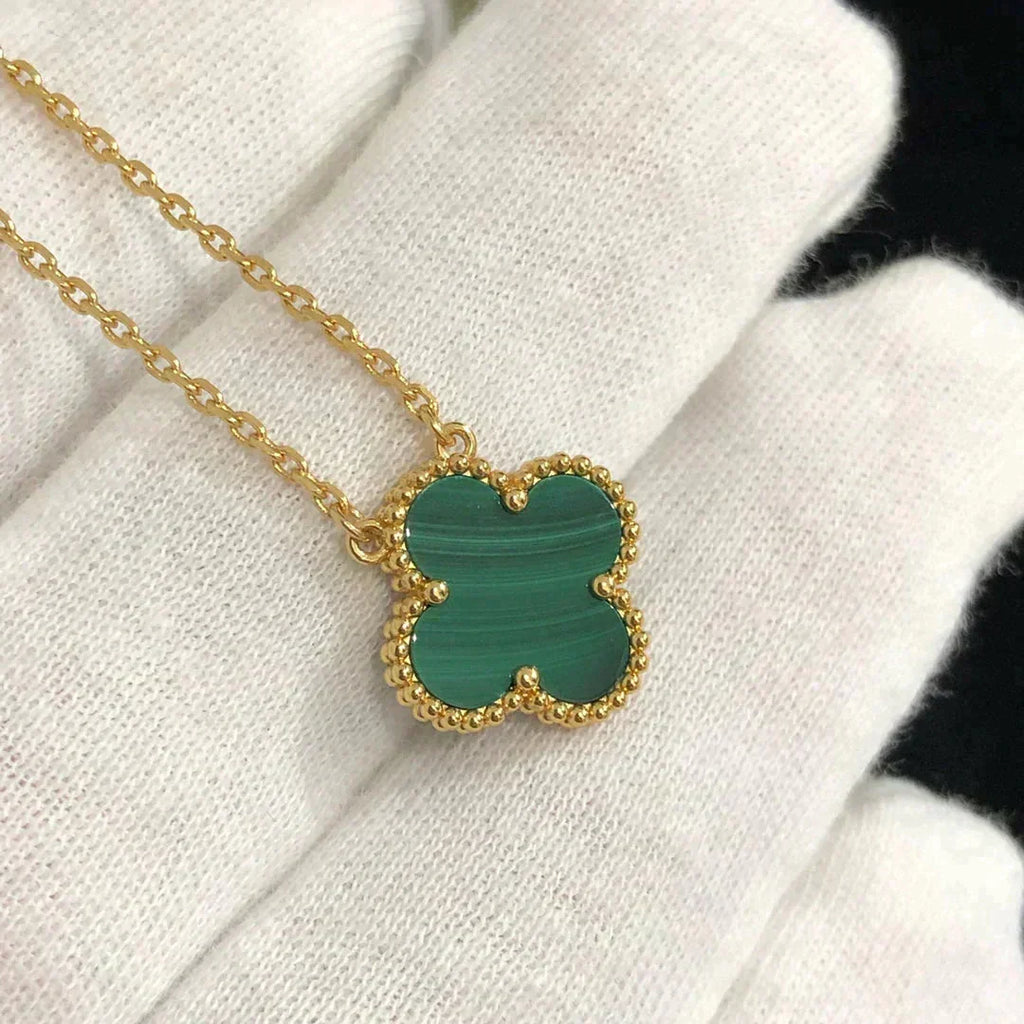 ⭐Miroze CLOVER 15MM MALACHITE SINGLE FLOWER  NECKLACE
