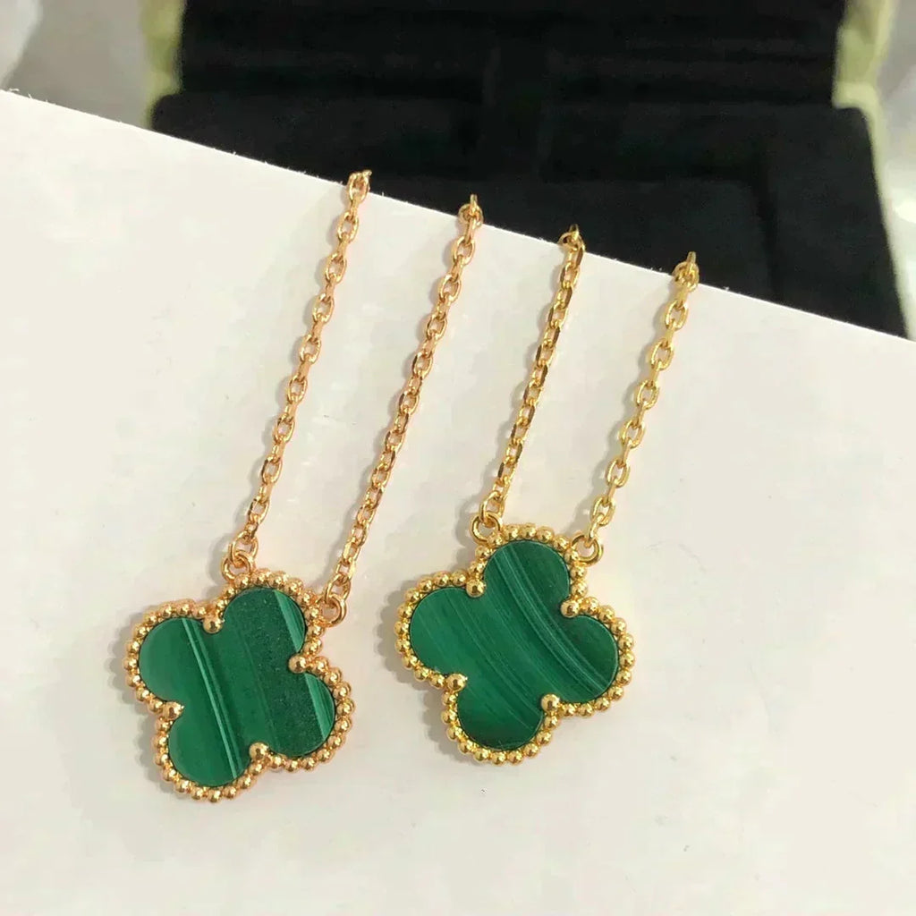 ⭐Miroze CLOVER 15MM MALACHITE SINGLE FLOWER  NECKLACE