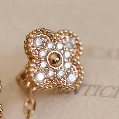 [⭐Miroze] CLOVER MEDIUM 1 MOTIFS FUll DIAMOND EARRINGS