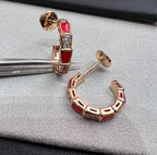 [⭐Veya]SERPENTI CARNELIAN PINK GOLD EARRINGS