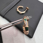 [⭐Veya]SERPENTI MALACHITE PINK GOLD EARRINGS
