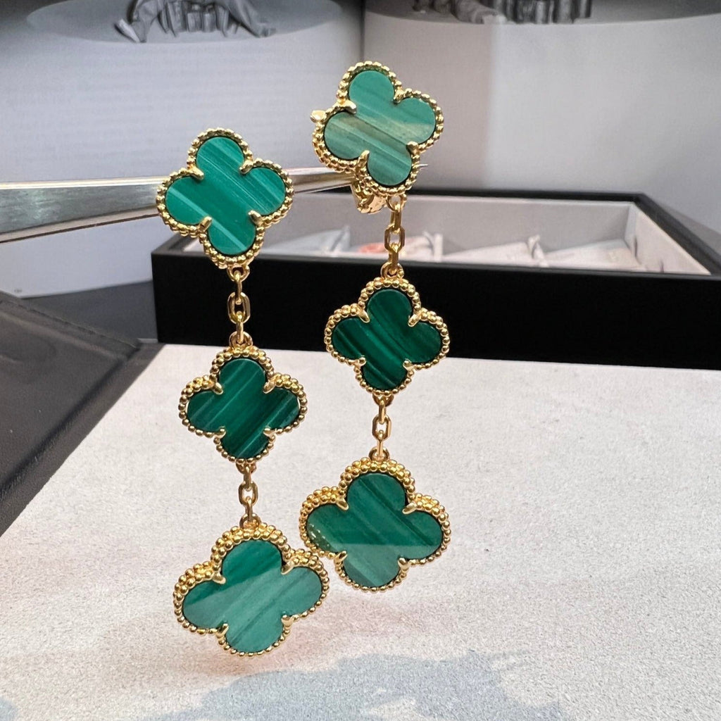 ⭐Miroze CLOVER MALACHITE 3 MOTIFS GOLD